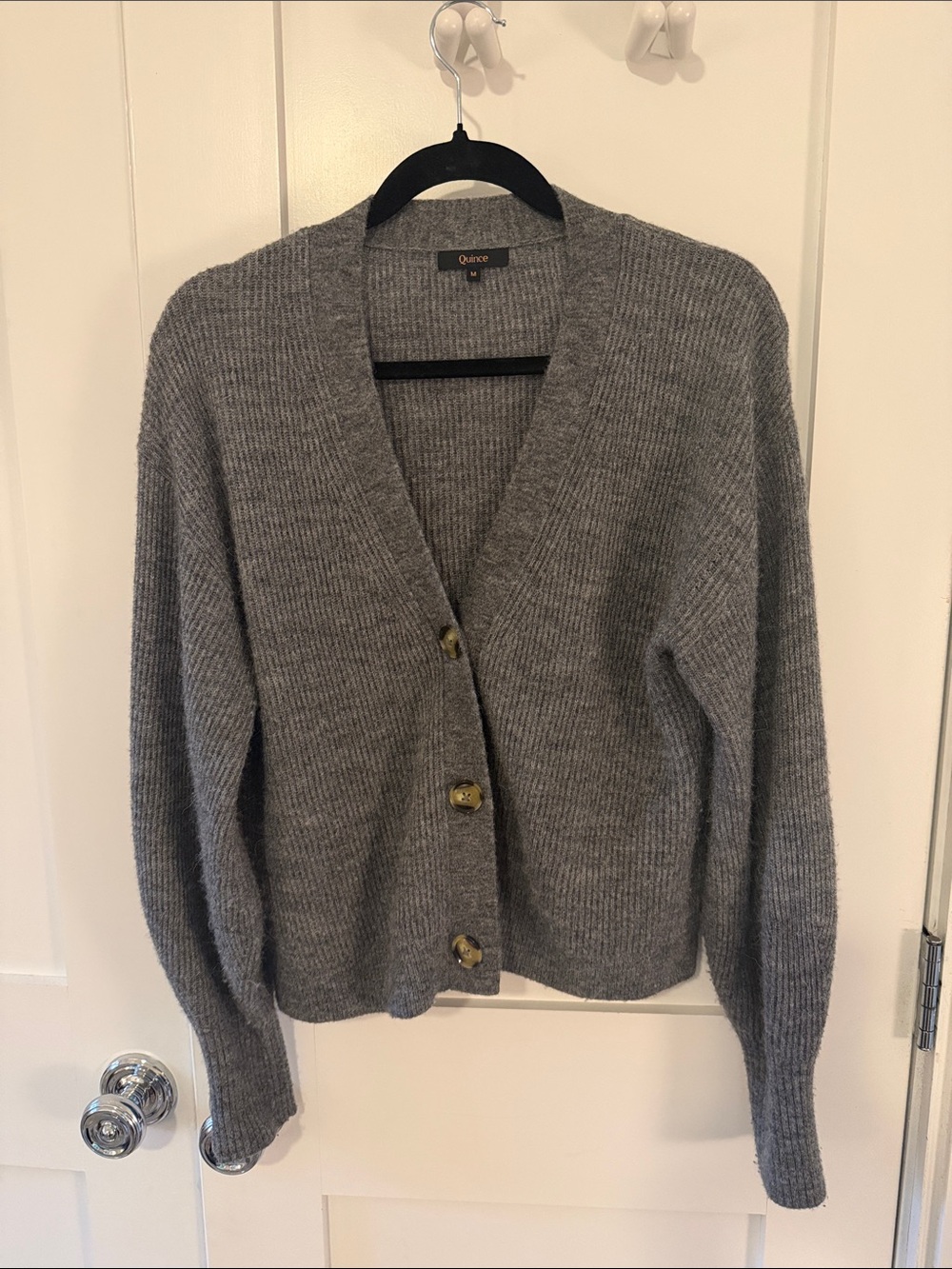 Quince Women's Heather Gray Baby Alpaca Cardigan